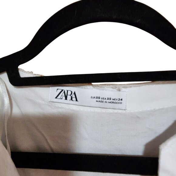 Zara Oversized White Poplin Tiered Midi Blogger Fave Dress XS NWOT - Picture 3 of 3